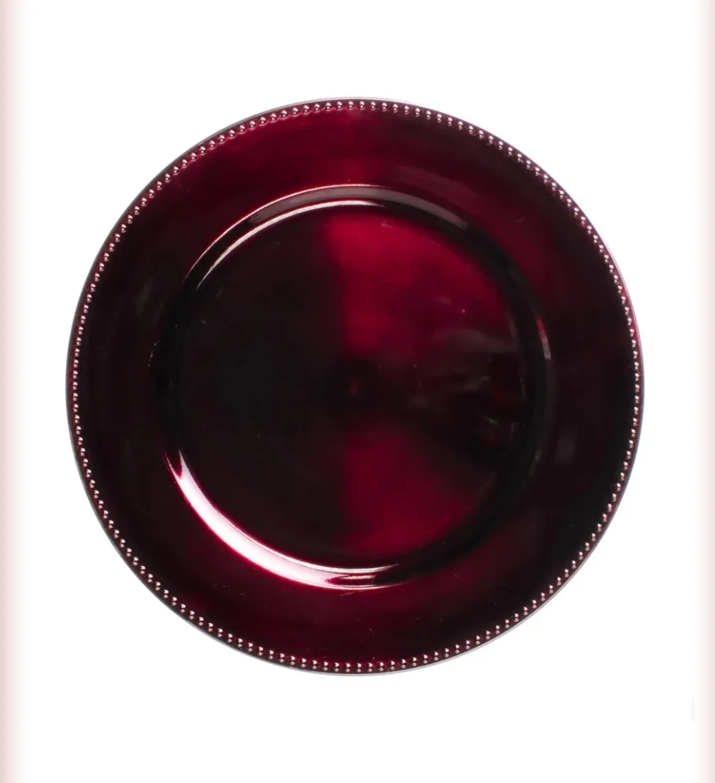 Charger Plate - Burgandy Beaded