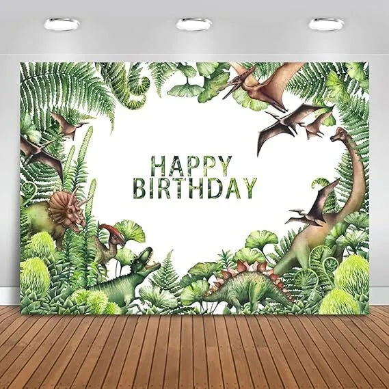 Dinosaur Green Leaves Banner
