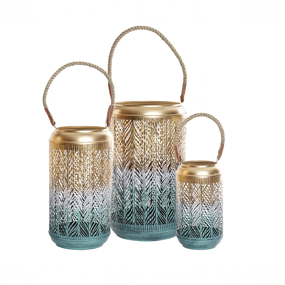 Aqua Cord Lanterns Set of 3
