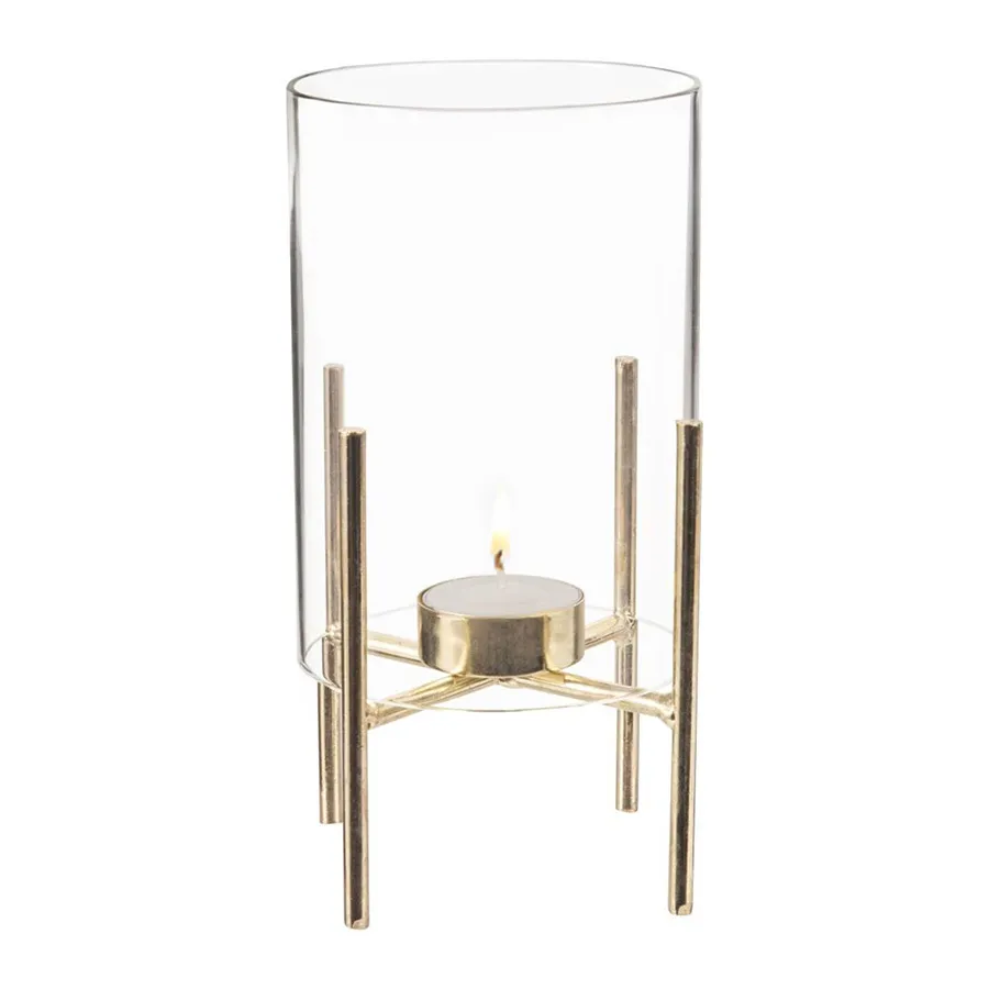 Gold Hurricane Candle Holder