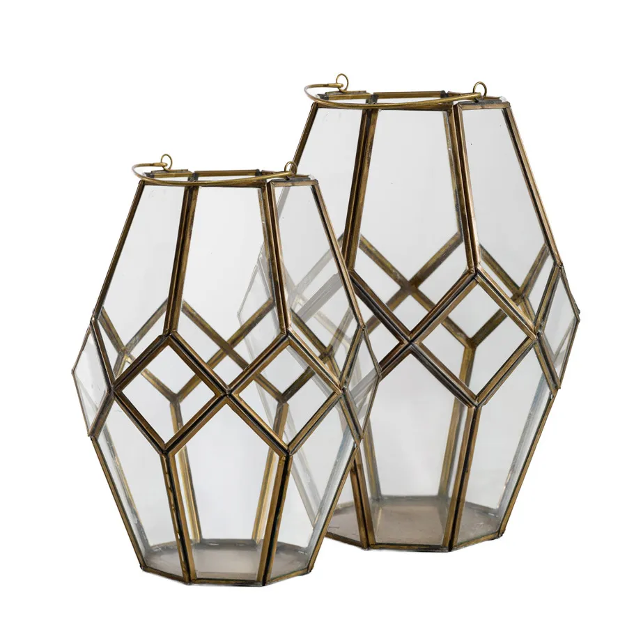 Prisma Glass Lanterns Set of 2