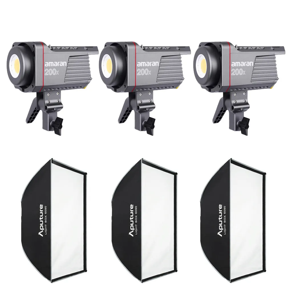 Amaran 200X (Bi-Color) 3 Light Kit with Softboxes