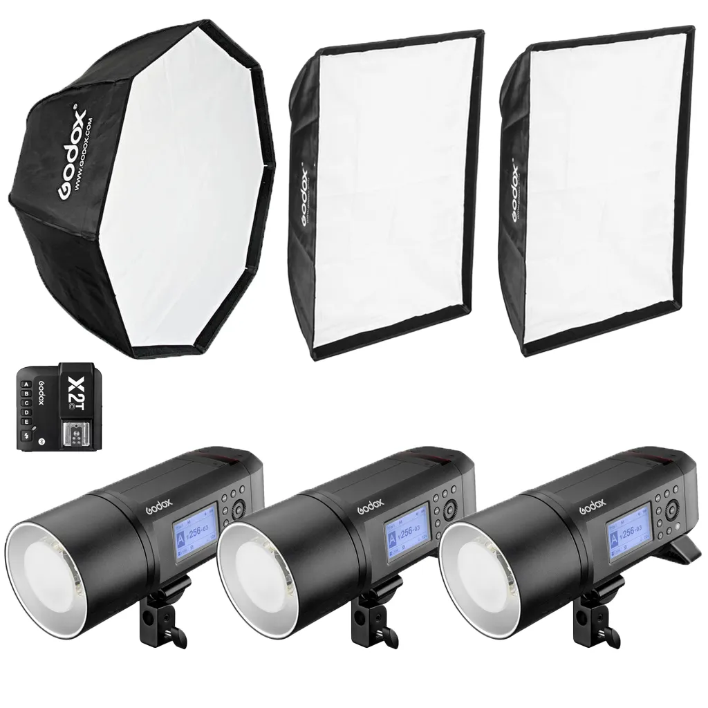 Godox AD600Pro 3 Strobe Light Kit with Softboxes