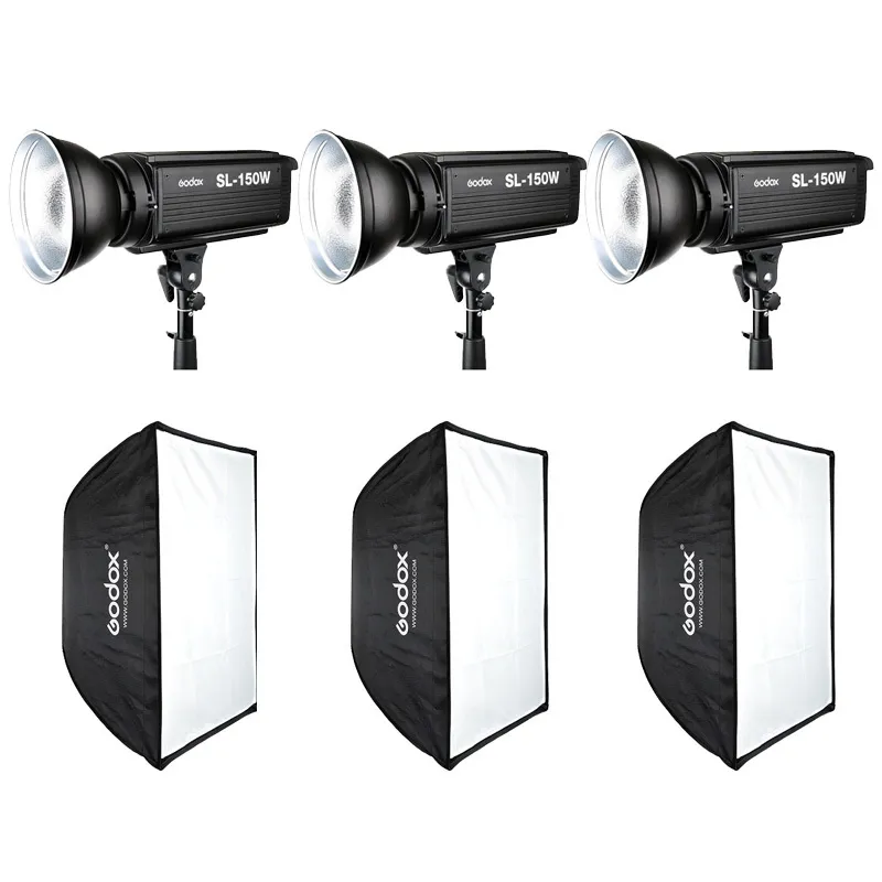 Godox SL150W LED 3 Light Kit with Softboxes