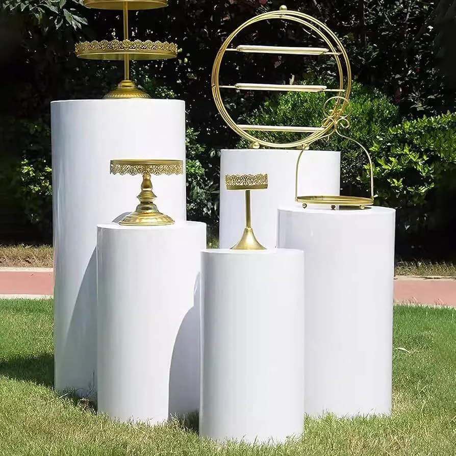 3 Set White Cylinder Plinth Candle (L - XXL)