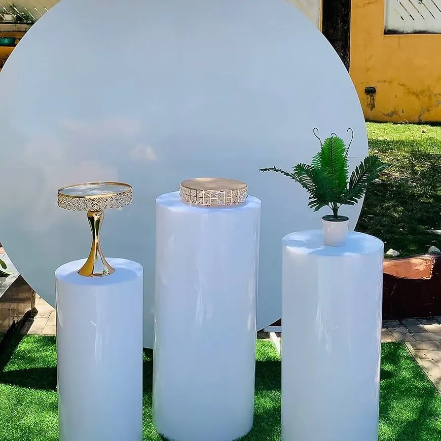 3 Set White Cylinder Plinth Candle (Small - Large)