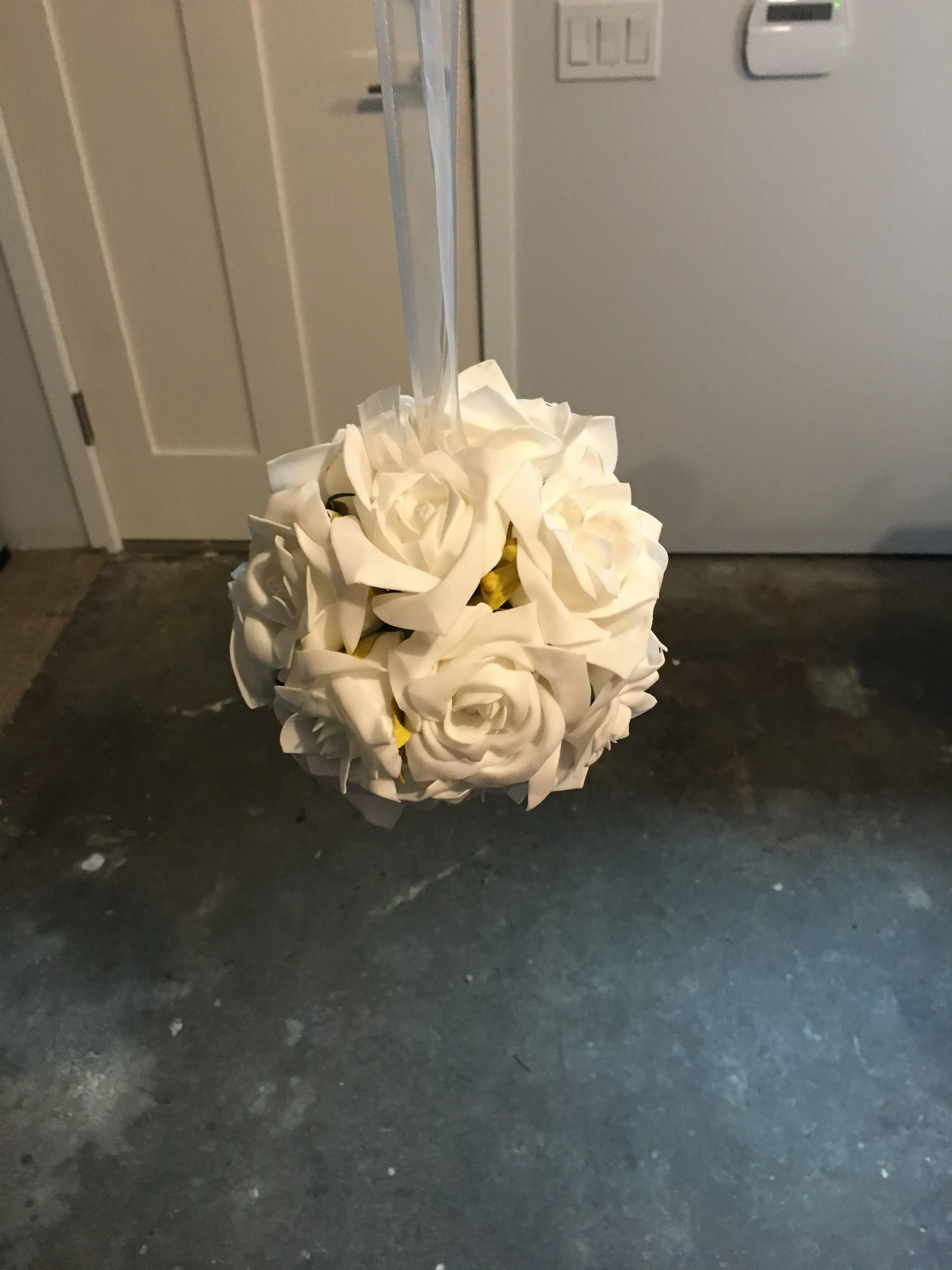 Silk Flowers - Rosette Ball - White