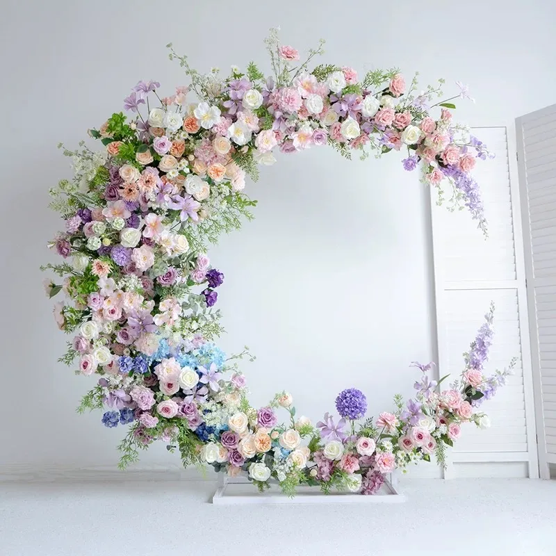 Multicolour Garden Moon Flower Arch Backdrop