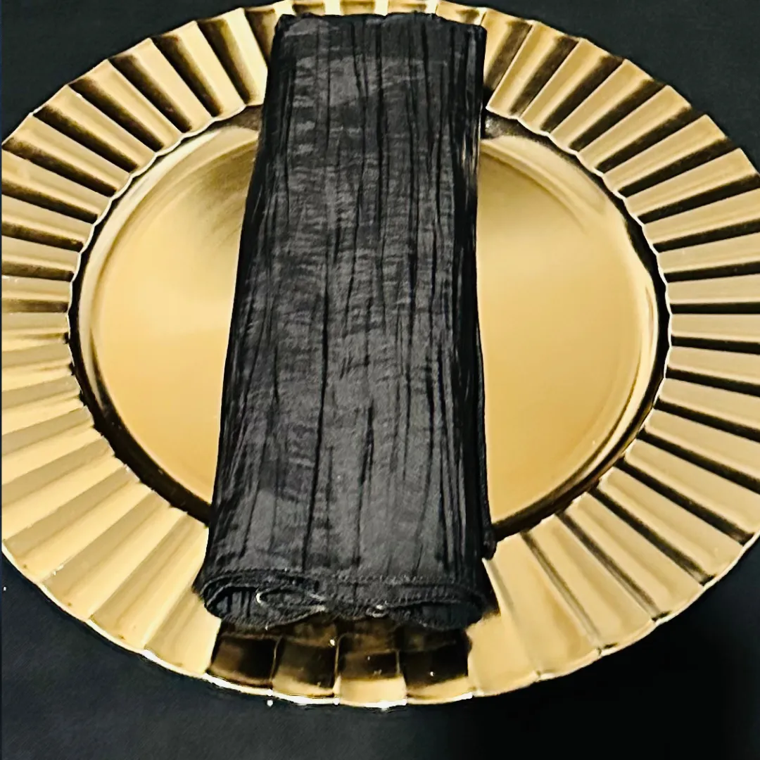 Black Crinkle Taffeta Napkins