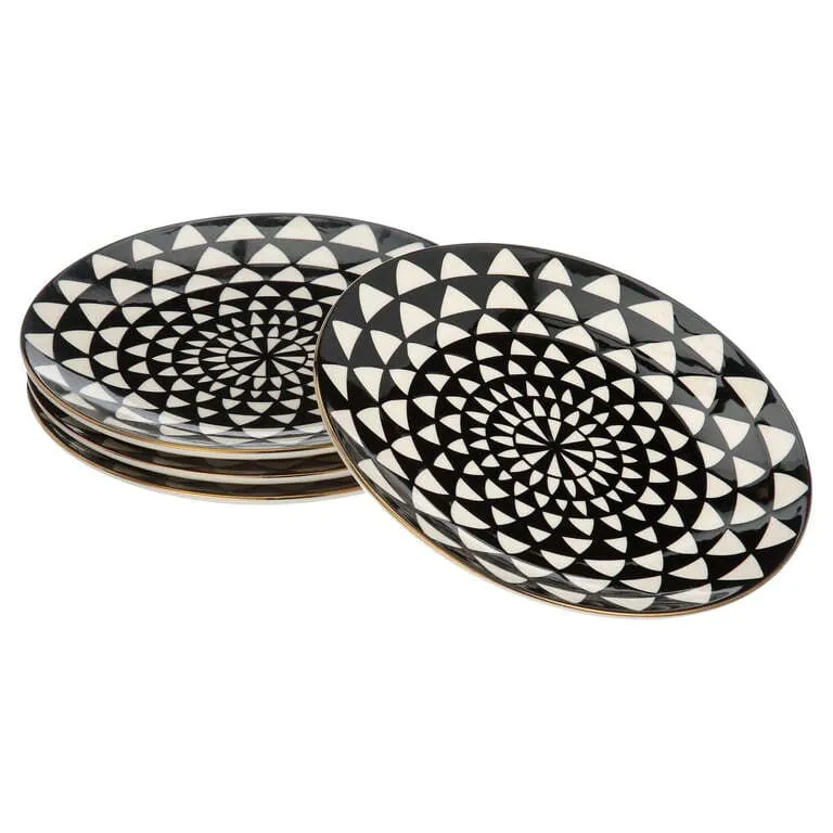 Thyme & Table Black and White Medallion Stoneware Salad Plate