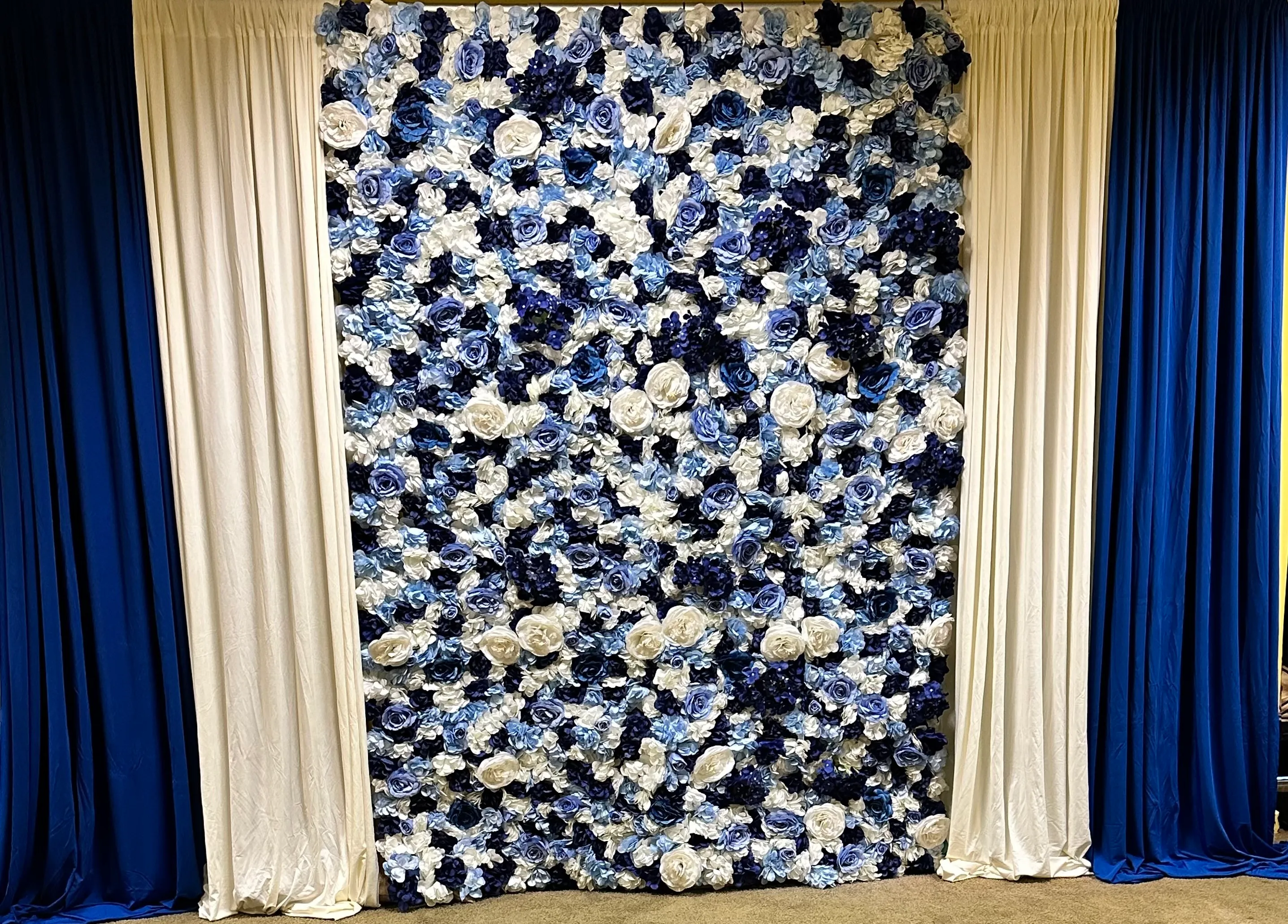 Blue & White Rose Backdrop 