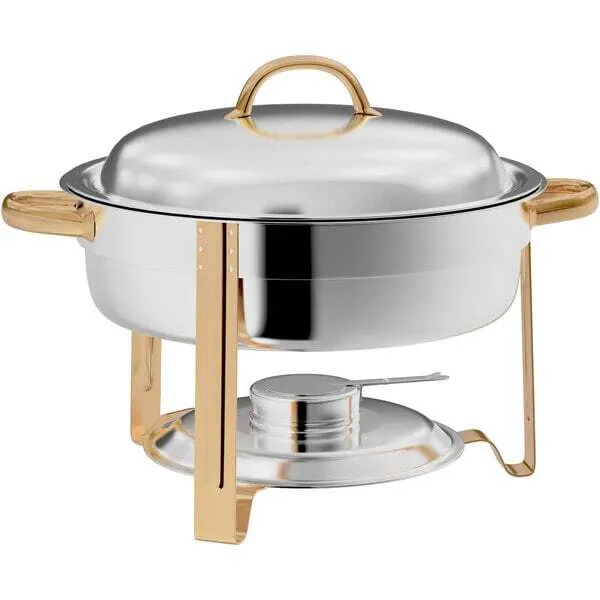 Choice Deluxe 5 Qt. Round Gold Accent Chafer