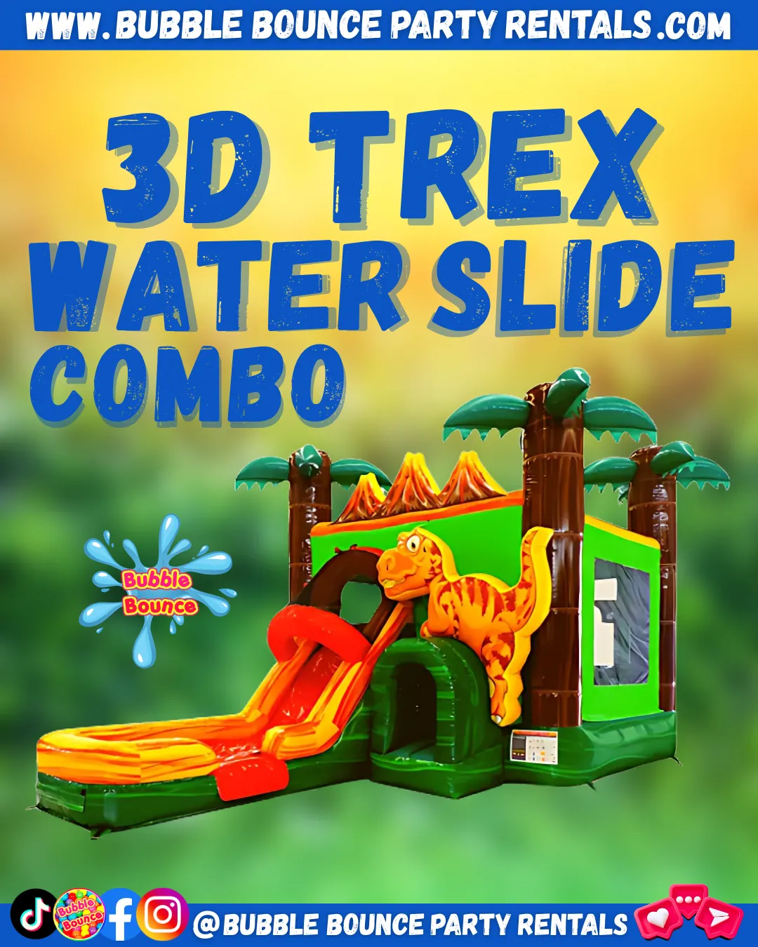 3D Water Slide 4 in 1 Dinosaur T Rex Jumper Combo