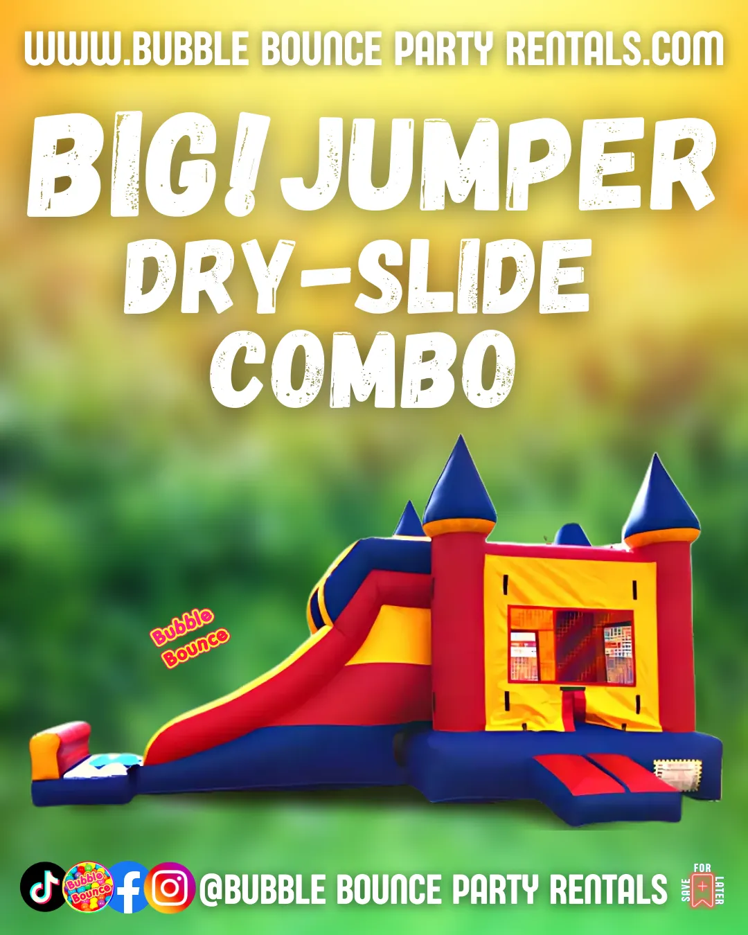 BIG! Jumper + Slide Combo (Red, Yellow, Blue) – Dry Slide Edition- RYB