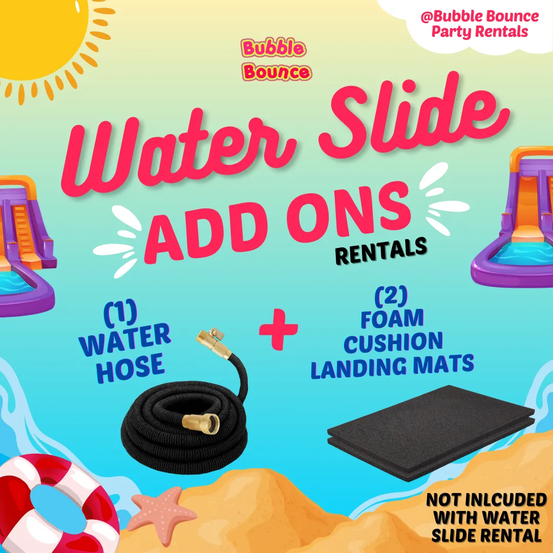 More Water Fun Bundle -Water Slide Add-On Includes Expandable Water Hose, Sprinkler Attachment, +  2 Soft Landing Cushion Mats 💦
