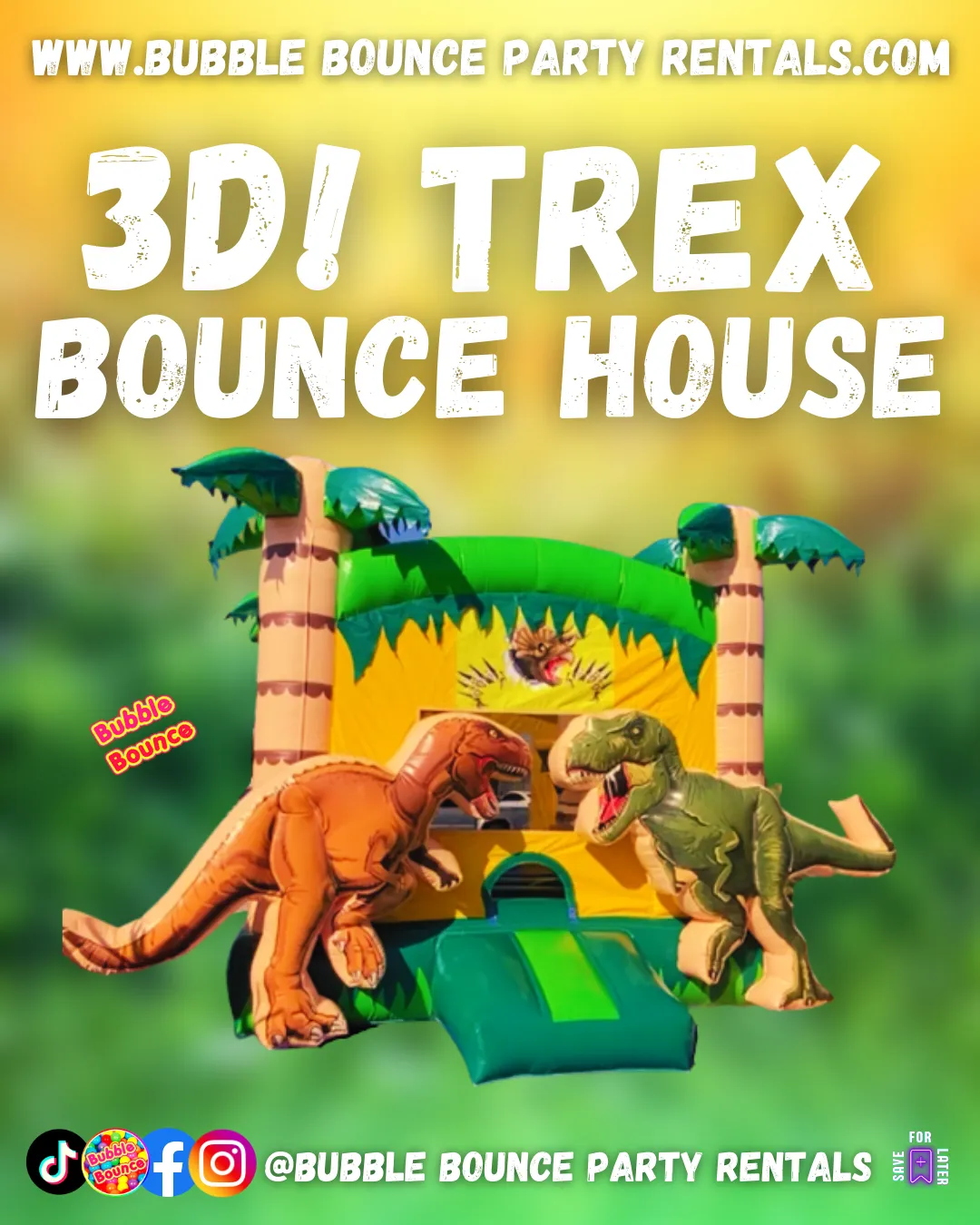 3D Double T-Rex Jurassic Bounce House