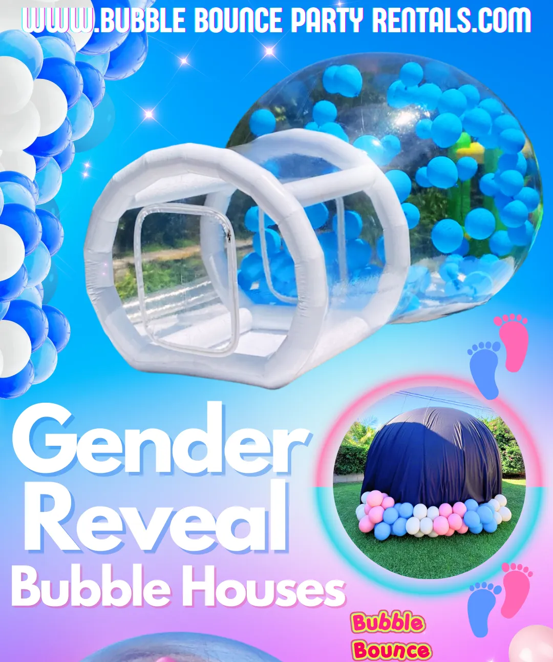 Gender Reveal Bubble House With Black Out Pull Cover- Balloons & Attendant not included- Package 1