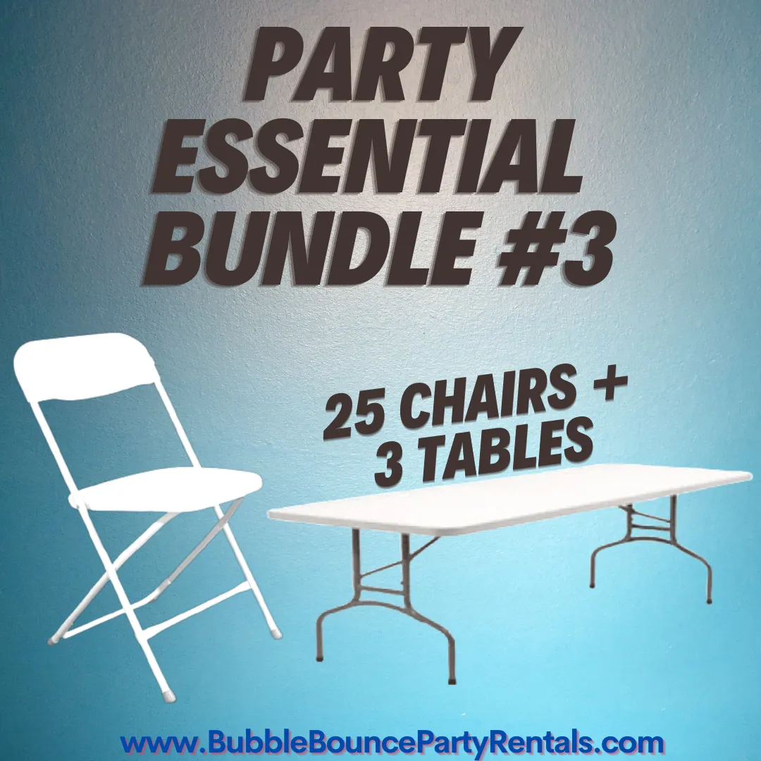 Party Essential 3 Tables + 25 Chairs Bundle #3