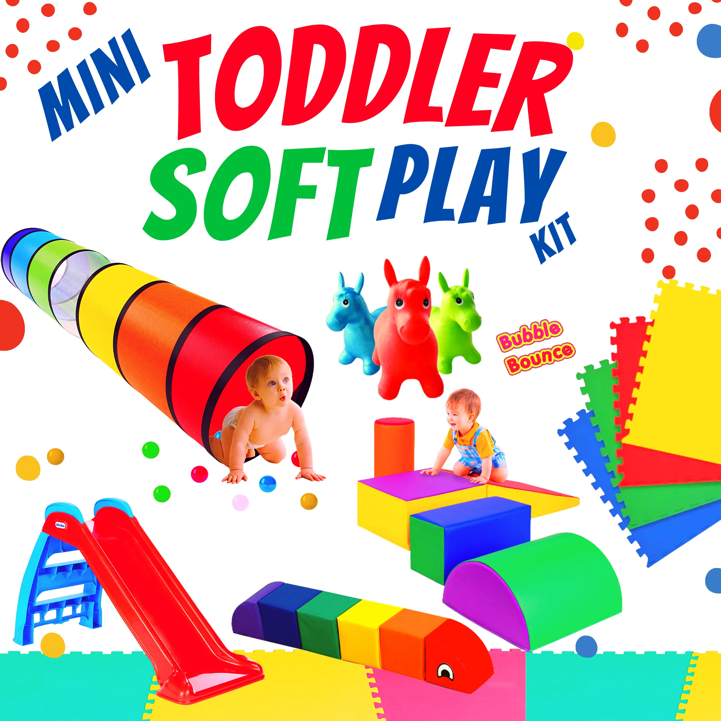 Toddler Mini Soft Play Kit - Ball Pit Not Included- Bubble Bounce Exclusive Baby Bounce Collection
