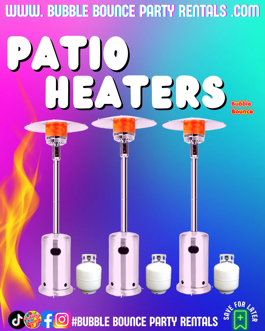 Outdoor Patio Heaters- Includes Full Propane Tank
