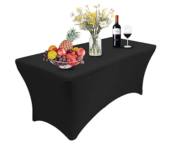 Black Spandex Table Cover for 6-Foot Tables – Table Not Included