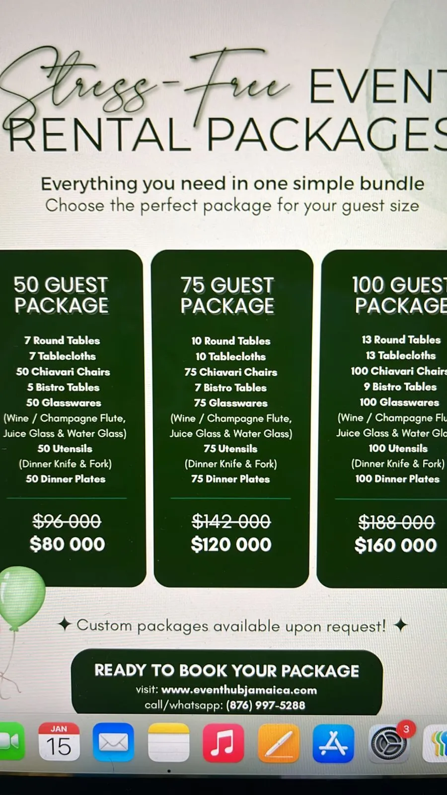 80 Person Event Rental Package 