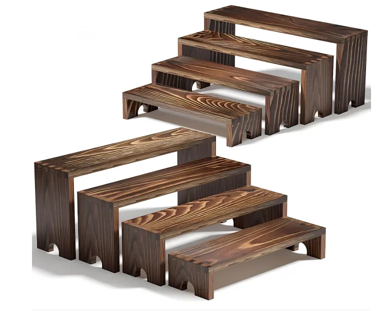 4 Piece Set Wooden Tiered Riser Display for Weddings & Events