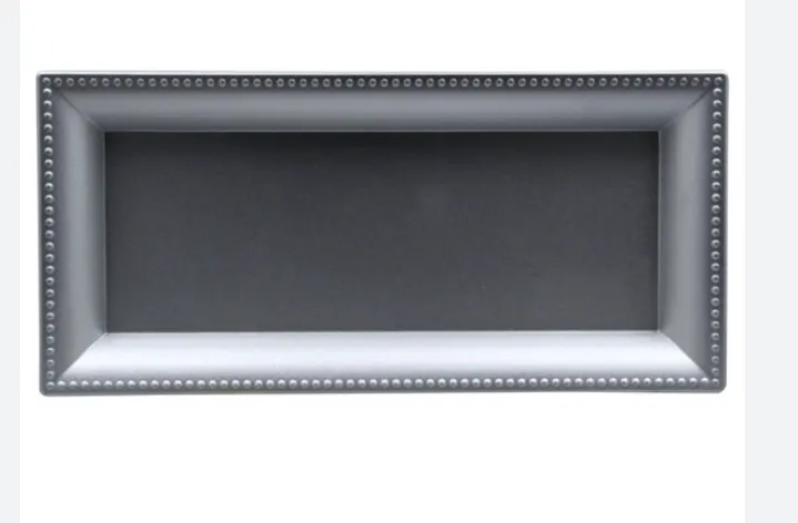 Silver Beaded Plastic Charger Tray, 14x6.5 in