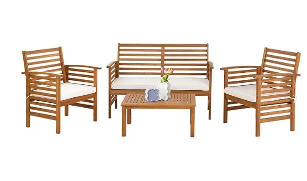 Acacia Sofa Set – Horizontal Slat Design