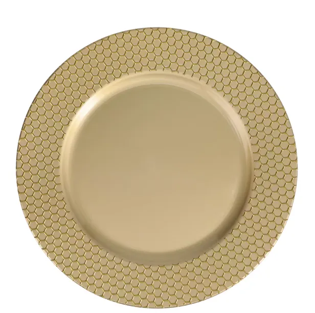  Gold Honeycomb Plastic Charger Plate, 13-in.