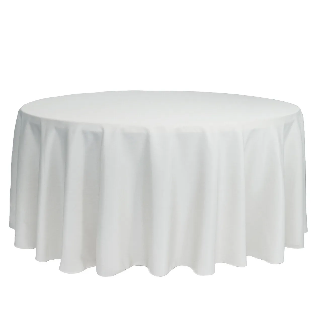White 6ft Round Polyester Linen Table Cloth 