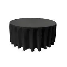Black 6ft Round Polyester Linen Table Cloth 