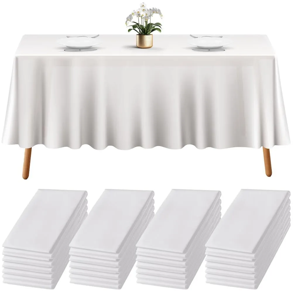 White 12ft Polyester Linen Table Cloth Chair Length
