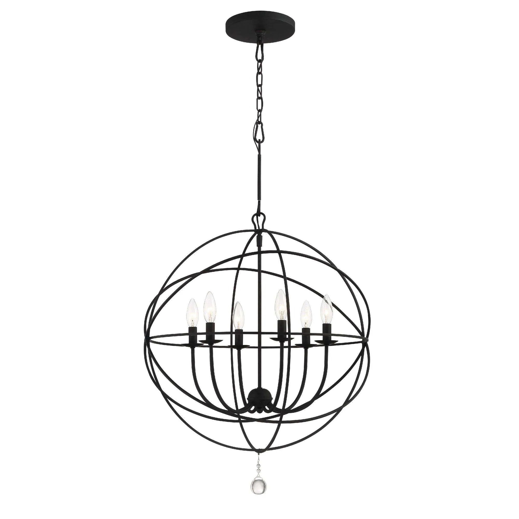 6-Light, Black Orb Chandelier  
