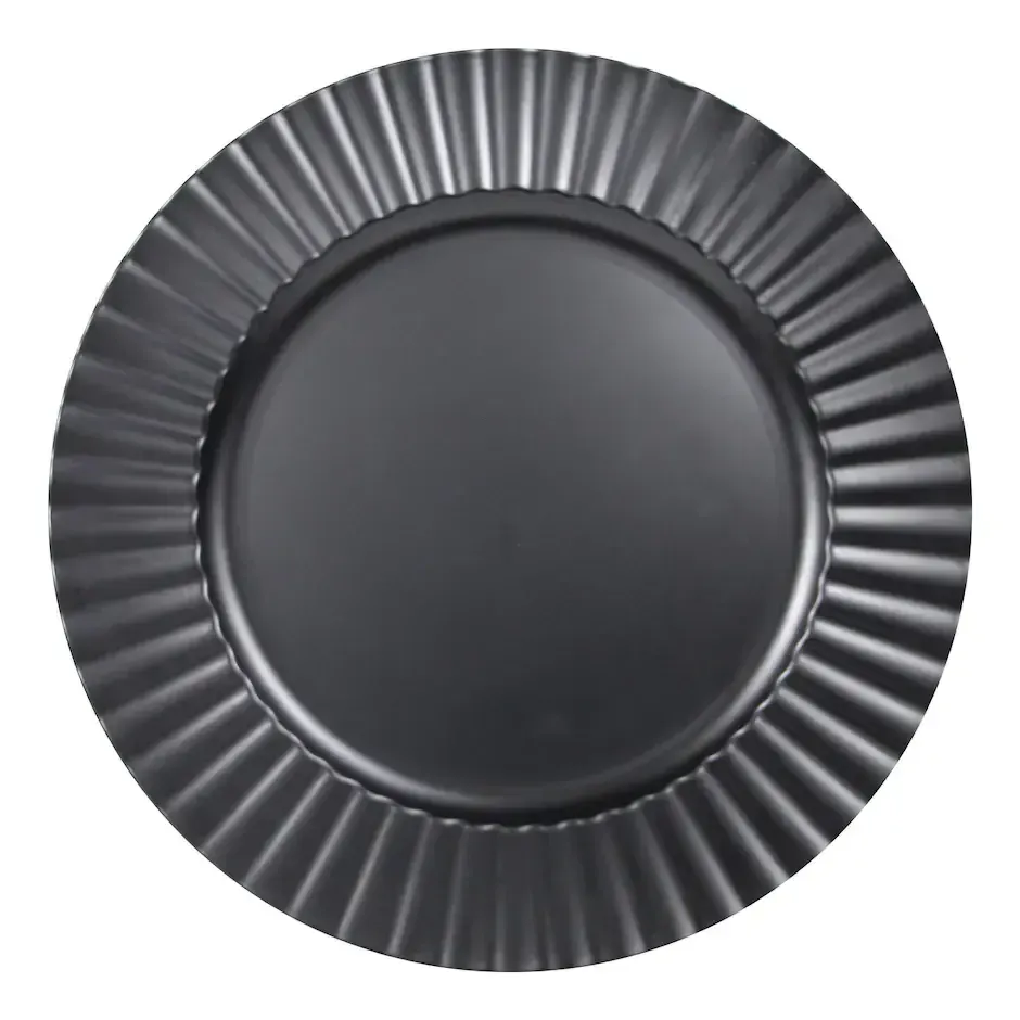 Black Fluted Plastic Charger Plate, 13in.
