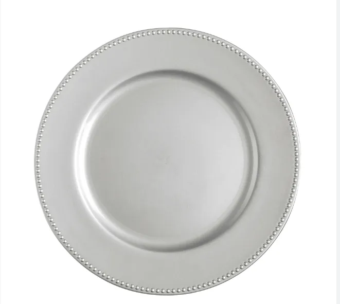 Silver Beaded Charger Plate, 13in.