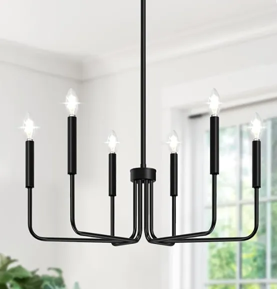 Black, 6-Light Farmhouse Chandelier