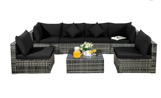 7-Piece Outdoor Patio Rattan Sectional Set