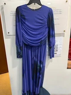 1240 38 Blue gown with sequin sleeves