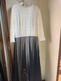 1286 8 White beaded with black sheer bottom