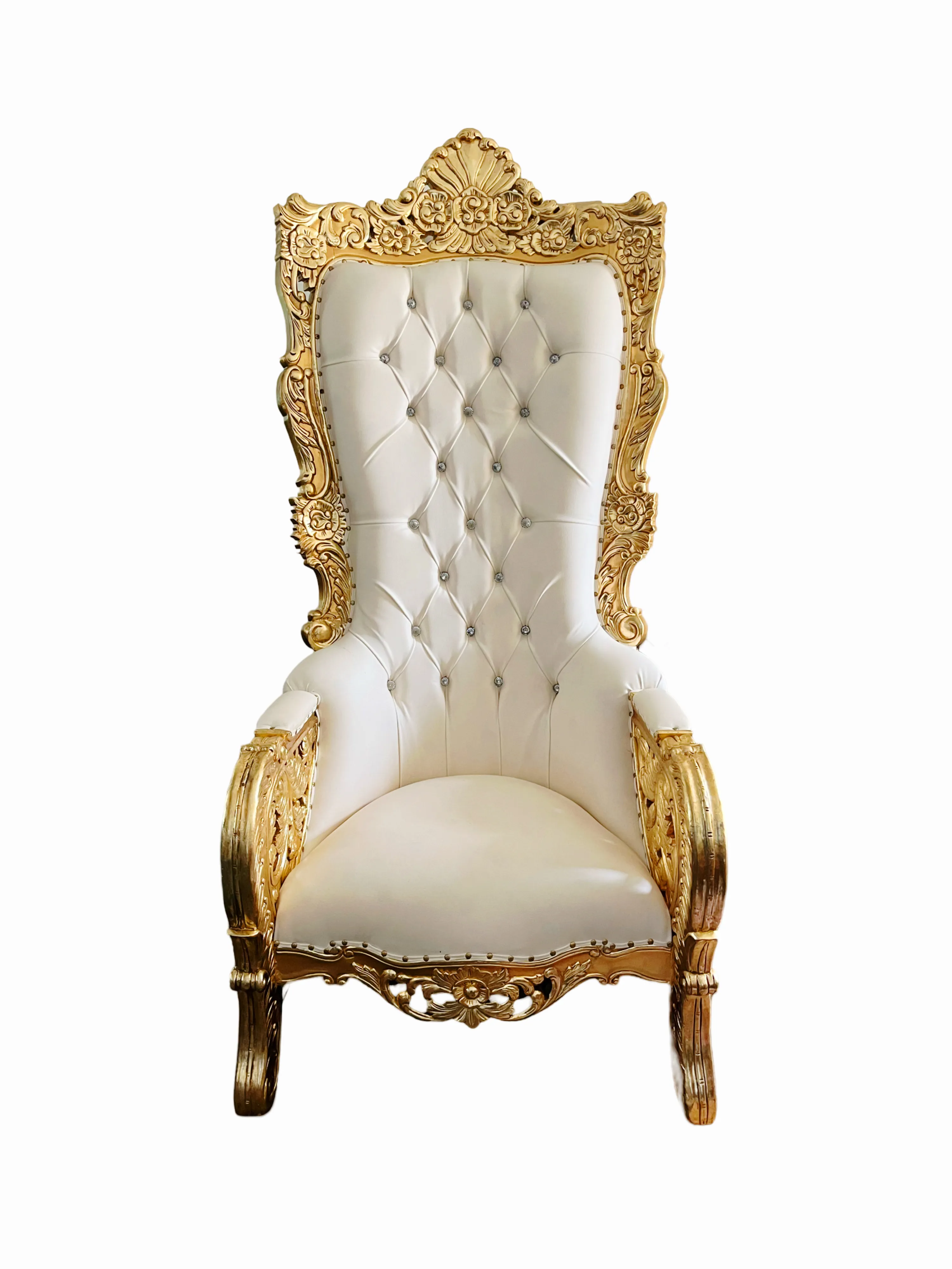 King Throne Chair White Gold
