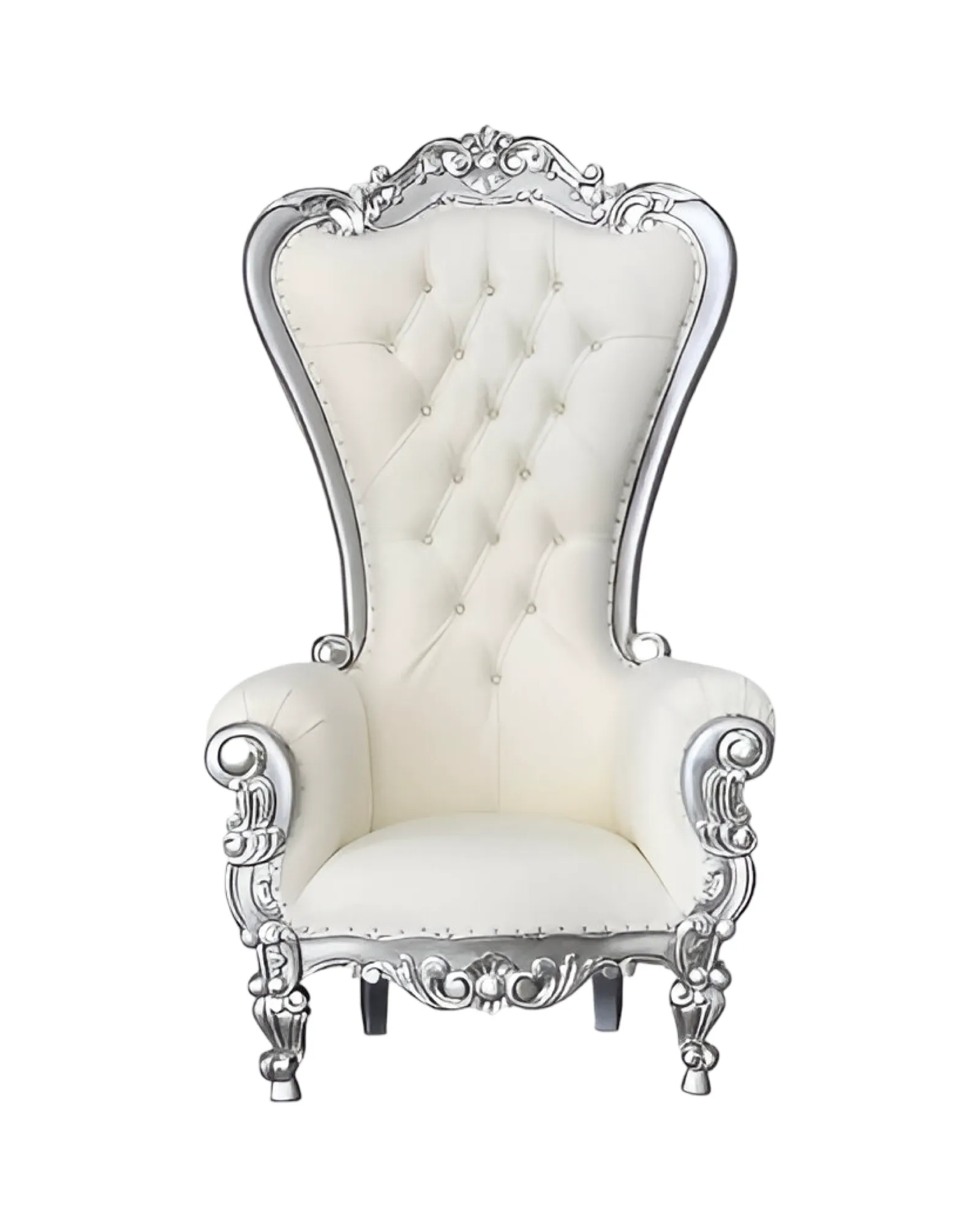 Single Throne Chair White Silver