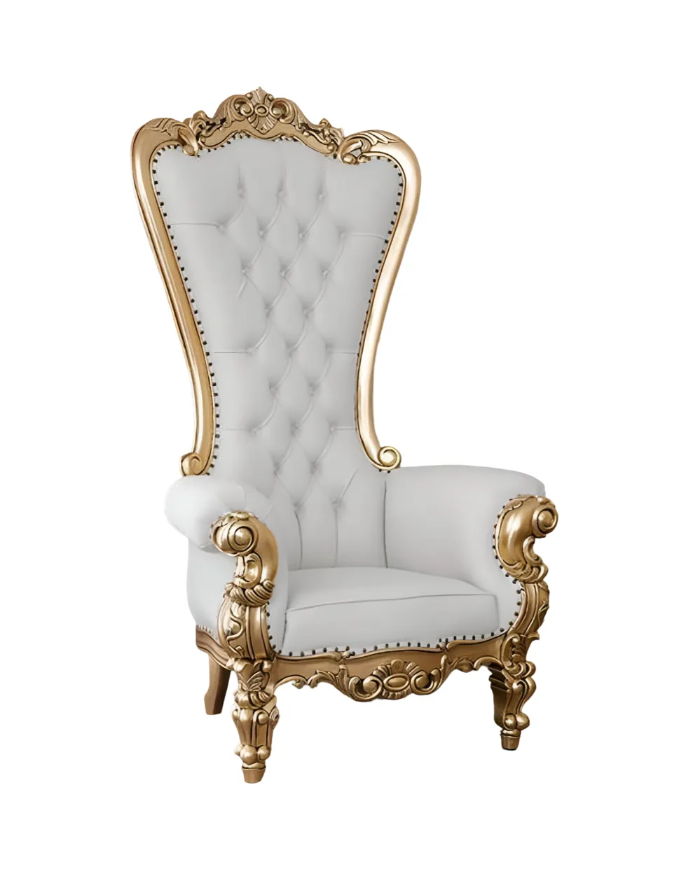 Single Throne Chair White Gold