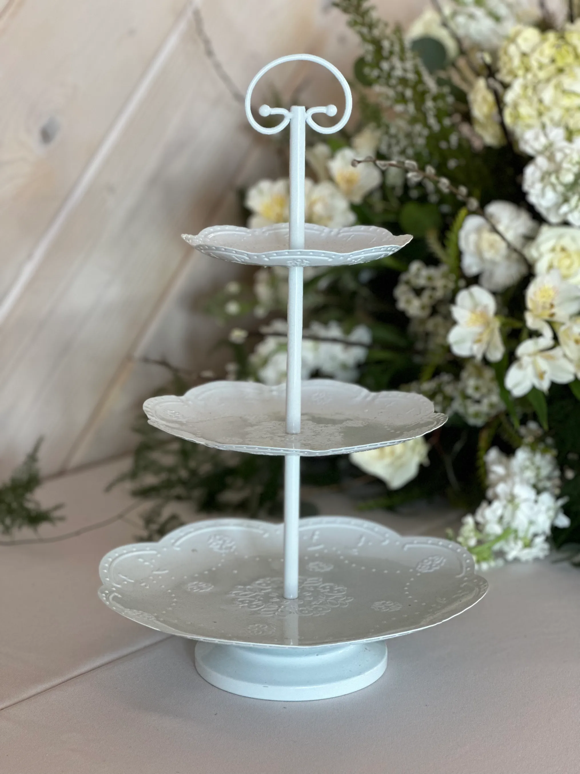 White Metal Tiered Tray