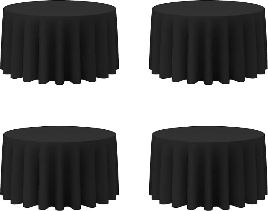 Black 120" Round Floor Length Linen