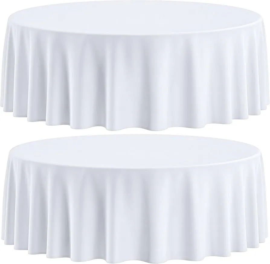 108" Round White Linen 