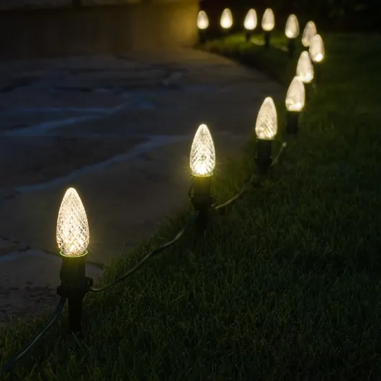 Ground Staked Christmas & Holiday Lights & Install (C9 Bulb)