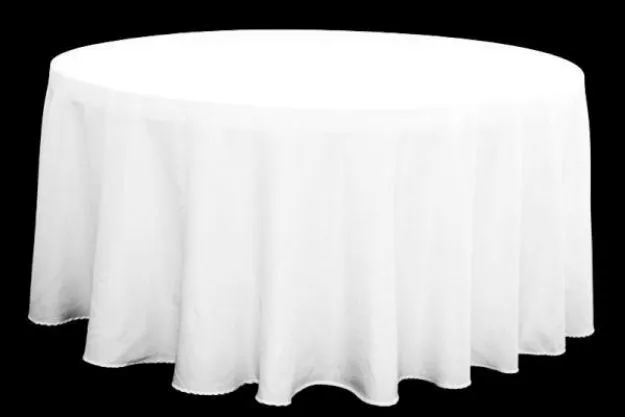 White 120"  Round Linen (Floor Length for 60" Table)