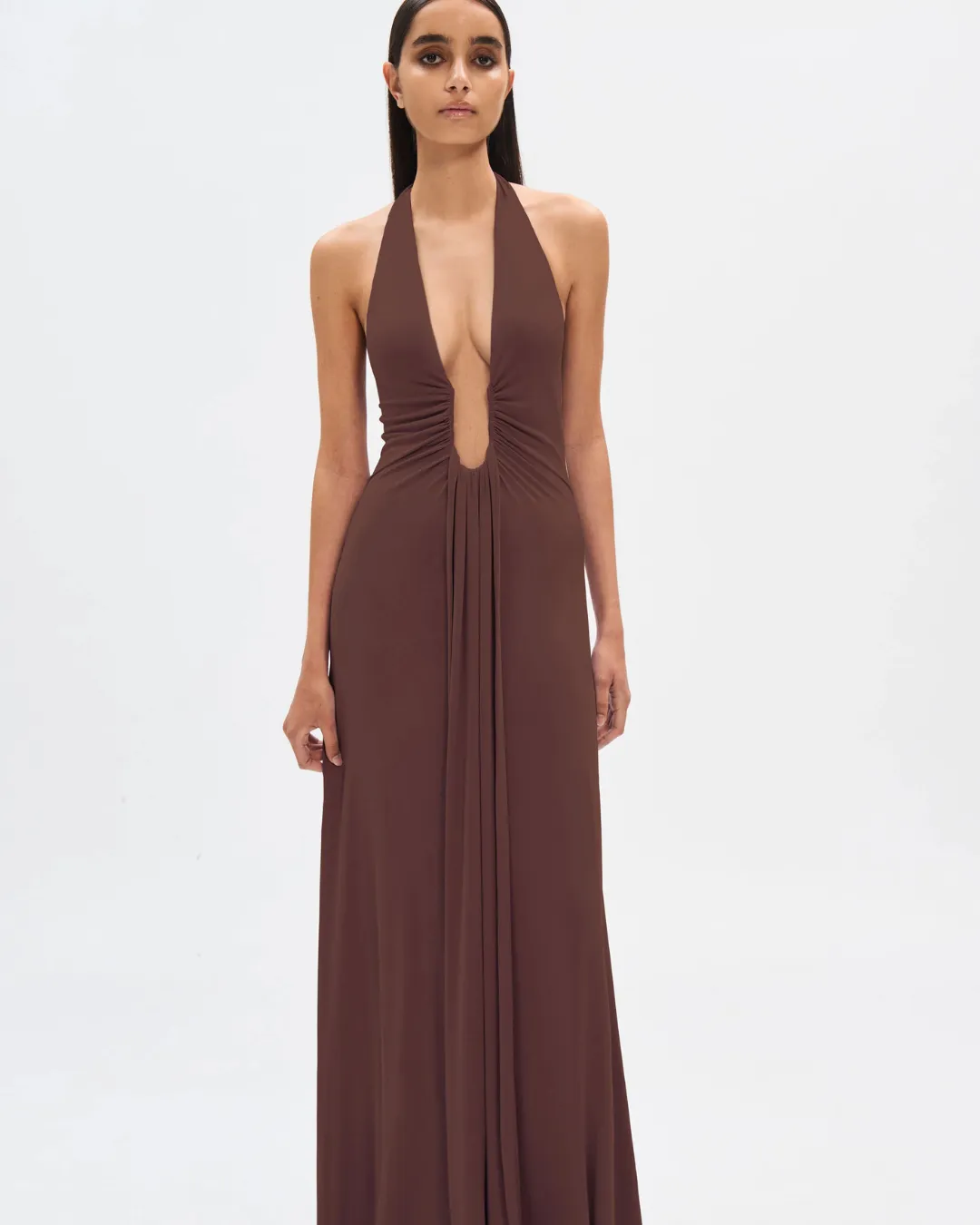 Misha Jennifer Cupro Maxi Dress Cedar Brown