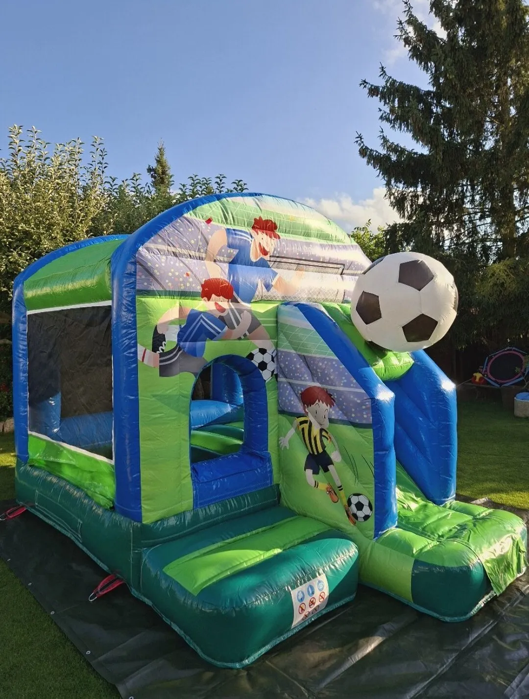 Hüpfburg mit Rutsche und Sonnendach - Fussballparty (3x4 Meter)